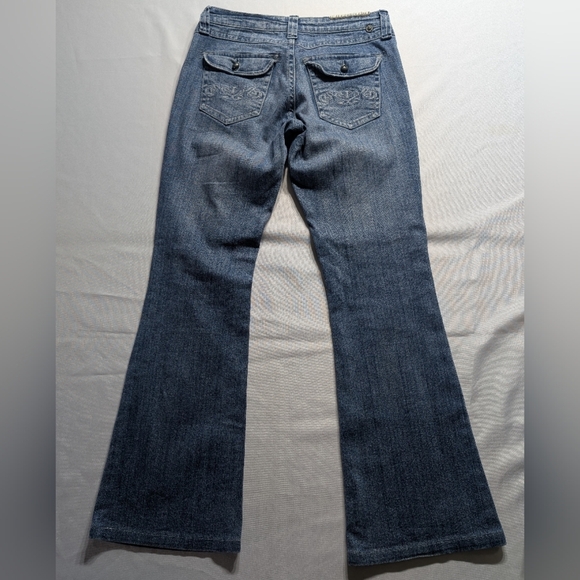 Industrial Cotton Jeans Size 7 Flare Embroidered Pocket - Picture 2 of 12
